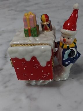 Holiday Snowman Trinket Box with Presents